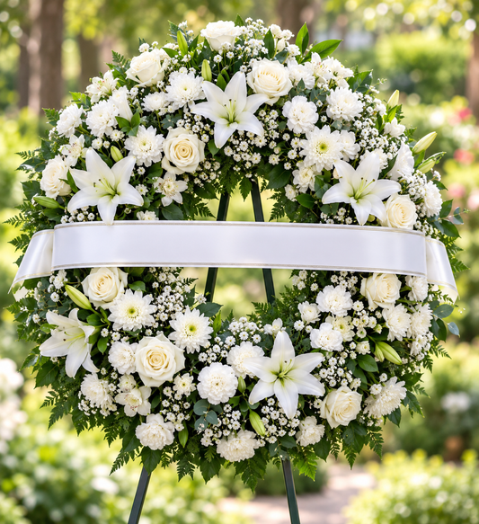 Corona funeraria blanca Pureza TZ3